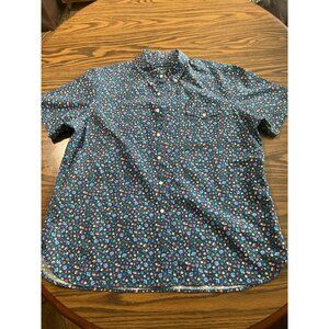 Ralph Lauren blue button front collared floral shirt size XL
